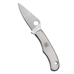 spyderco bug non-locking knife with 1.27" 3cr steel blade and durable stainless steel handle - plainedge - c133p