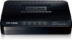 tp-link td-8817 adsl2+ modem, 1 rj45, 1 usb port, bridge mode, nat router, annex a, adsl splitter, 24mbps downstream