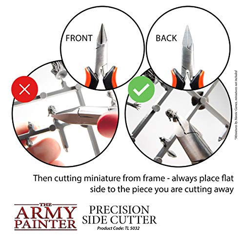 The Army Painter Stainless Steel Precision Side Cutters, Diagonal Flush Cutter with Safety Grip Handle, Nippers Wire Cutter - Flush Cutting Wire Cutters for Crafts, Metal & Plastic Resin Miniatures