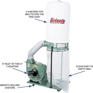 Grizzly Industrial G1028Z2-1-1/2 HP Portable Dust Collector