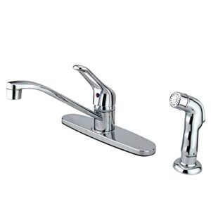 kingston brass kb562sp wyndham single loop handle kitchen faucet with side sprayer, 8-inch, polished chrome