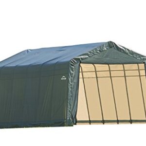 ShelterLogic 12x28x8 Peak Style Shelter, Green Cover
