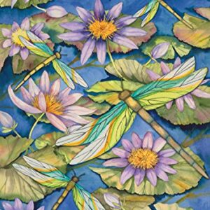 Toland Home Garden 110007 Waterlilies & Dragonflies Dragonfly Flag 12x18 Inch Double Sided for Outdoor Flower House Yard Decoration