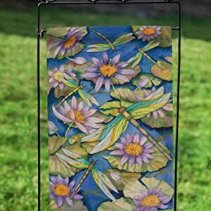 Toland Home Garden 110007 Waterlilies & Dragonflies Dragonfly Flag 12x18 Inch Double Sided for Outdoor Flower House Yard Decoration