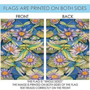 Toland Home Garden 110007 Waterlilies & Dragonflies Dragonfly Flag 12x18 Inch Double Sided for Outdoor Flower House Yard Decoration