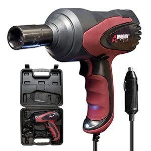 wagan el2257 12v dc mighty impact wrench, 1/2 inch 12 volt electric impact wrench kit, 271 ft-lbs, tire repair tools with sockets and carry case