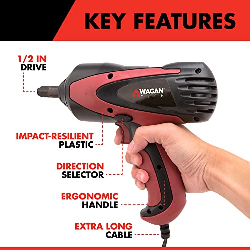 Wagan EL2257 12V DC Mighty Impact Wrench, 1/2 inch 12 Volt Electric Impact Wrench Kit, 271 ft-lbs, Tire Repair Tools with Sockets and Carry Case