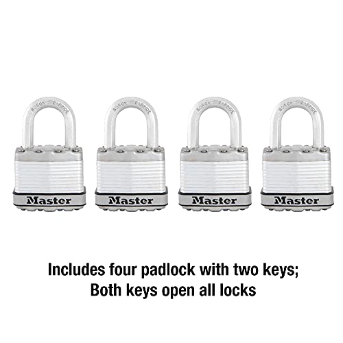 Master Lock M1XQ Magnum Heavy Duty Padlock with Key, 4 Pack Keyed-Alike