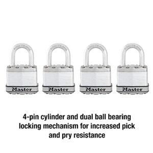 Master Lock M1XQ Magnum Heavy Duty Padlock with Key, 4 Pack Keyed-Alike