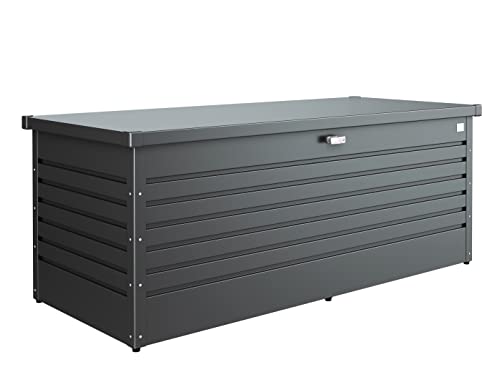 Biohort Leisuretime 210 Gal. Steel Metallic Dark Grey 71in x 31 in x 28in Deck Box with Soft Close Hydraulic Lift (210 Gallon)