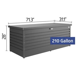 Biohort Leisuretime 210 Gal. Steel Metallic Dark Grey 71in x 31 in x 28in Deck Box with Soft Close Hydraulic Lift (210 Gallon)