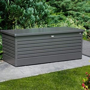 Biohort Leisuretime 210 Gal. Steel Metallic Dark Grey 71in x 31 in x 28in Deck Box with Soft Close Hydraulic Lift (210 Gallon)