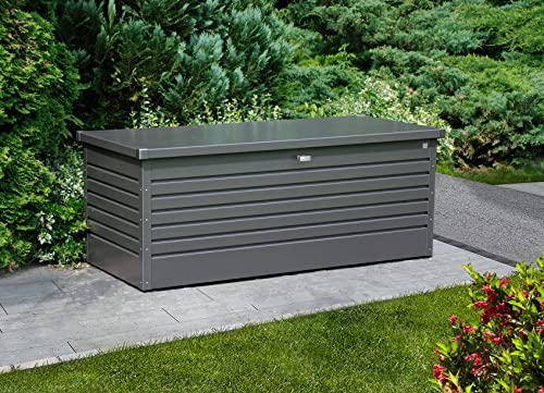 Biohort Leisuretime 210 Gal. Steel Metallic Dark Grey 71in x 31 in x 28in Deck Box with Soft Close Hydraulic Lift (210 Gallon)