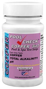 industrial test systems 481348 copper 3 in 1 pool check | made in usa | 3 parameter pool test strips | copper, ph, & total alkalinity | easy match colors | lowest copper detection levels