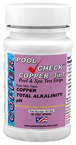 Industrial Test Systems 481348 Copper 3 in 1 Pool Check | Made in USA | 3 Parameter Pool Test Strips | Copper, pH, & Total Alkalinity | Easy Match Colors | Lowest Copper Detection Levels