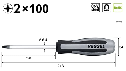 Vessel Megadora 980 Impacta P2x100 #2 Cross Point Impact Screwdriver