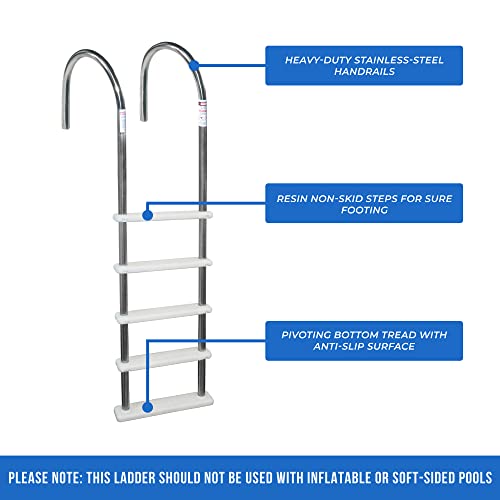 Blue Wave NE122SS Stainless Steel In-Pool Ladder,Silver/white