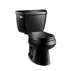 Kohler K-3577-7 Wellworth Classic 1.28 gpf Round-Front Toilet with Class Five Flushing Technology and Left-Hand Trip Lever, Black