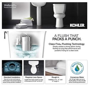 Kohler K-3577-7 Wellworth Classic 1.28 gpf Round-Front Toilet with Class Five Flushing Technology and Left-Hand Trip Lever, Black