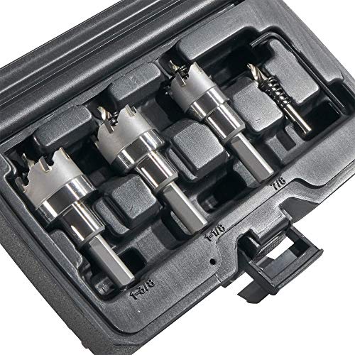 Klein Tools 31872 Heavy Duty Hole Cutter Kit, Includes Carbide Hole Cutters and Pilot Bit in Rust-Proof Molded Plastic Case, 4-Piece