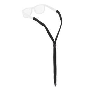 Chums Original Large Frame Cotton Retainer - Unisex Eyewear Keeper for Sunglasses & Glasses - Adjustable Fit, Washable & Made in USA (Large-End, Black)