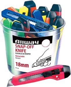 allway k7-25 retractable 18mm snap-off knife, neon, 25 pack