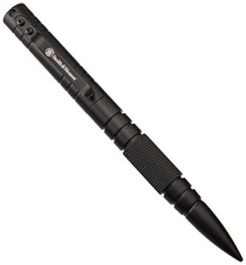 smith & wesson swpenmpbk 6.1in aircraft aluminum refillable tactical pull cap pen for outdoor, survival, camping and edc , black