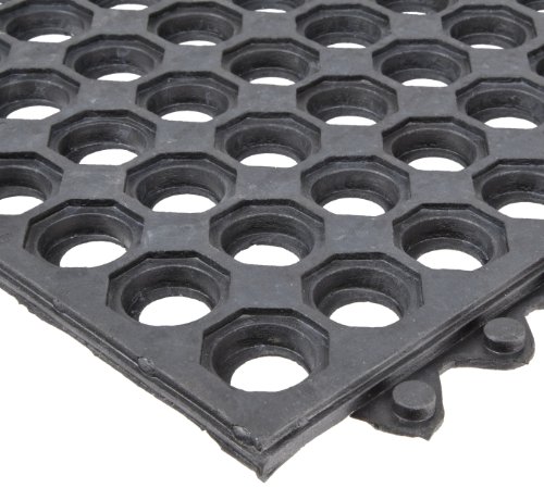 Notrax T32 UltraMat® Lightweight Modular Anti-Fatigue Drainage Mat, 3' X 3' Black