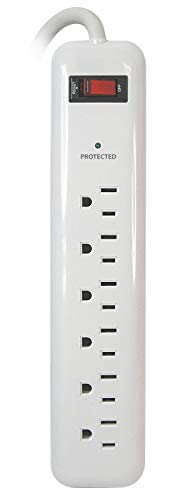 Prime Wire PB802124 6-Outlet Household Electronics Surge Protector with 14/3 SJT 3-Feet Cord.