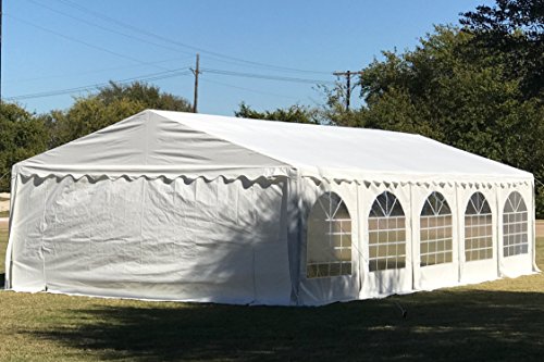 32'x16' PE Party Tent White - Heavy Duty Wedding Canopy Carport Shelter - with Storage Bags - By DELTA Canopies