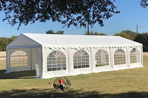 32'x16' PE Party Tent White - Heavy Duty Wedding Canopy Carport Shelter - with Storage Bags - By DELTA Canopies