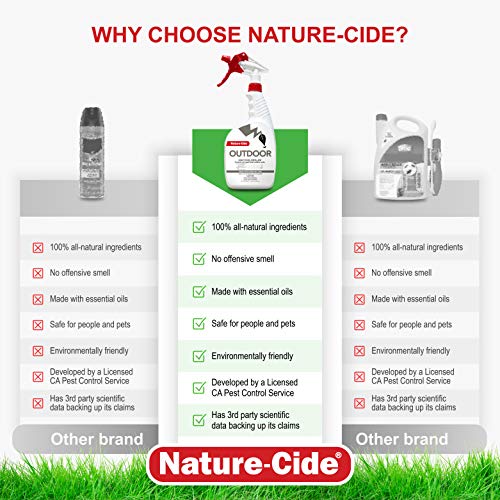 Nature-Cide Outdoor. Insecticide and Repellent. All Natural Pest Repellent, Roach, Spider, Mosquito and Ant Spray to Keep Your Home Safe. No Strong Odor. 32 oz