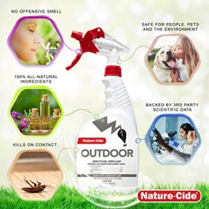 Nature-Cide Outdoor. Insecticide and Repellent. All Natural Pest Repellent, Roach, Spider, Mosquito and Ant Spray to Keep Your Home Safe. No Strong Odor. 32 oz