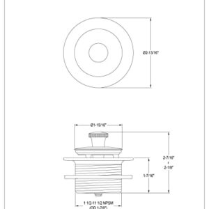 Kingston Brass DLL208 Lift and Lock Bath Tub Drain, Brushed Nickel