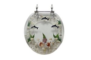 trimmer mother of pearl polyresin toilet seats in pearl white with dolphins and coral
