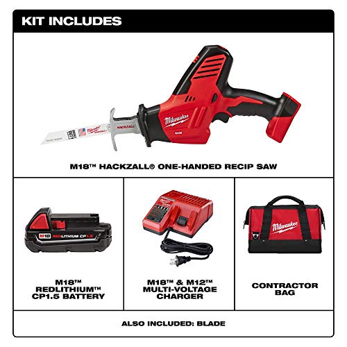 Milwaukee 2625-21CT M18 18-Volt Hackzall Cordless One-Handed Reciprocating Saw Kit