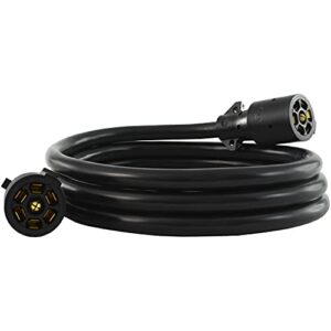 conntek 10110-096m7 double-end 7 way plug inline trailer cord (black, 8-feet)