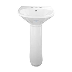 ondine 16 inch pedestal sink – compact white sink with overflow and pre-drilled holes – heavy duty grade a vitreous china built - porcelain scratch and stain resistant - renovators supply