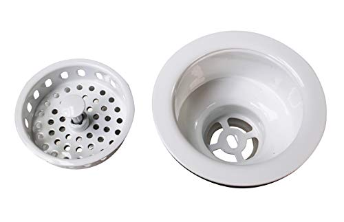 Westbrass D214-50 3-1/2" Post Style Large Kitchen Sink Basket Strainer, 1-Pack, Powder Coat White