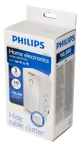 Philips SPP3030A/17 3-Outlet Home Electronics Surge Protector (White) (Discontinued by Manufacturer)