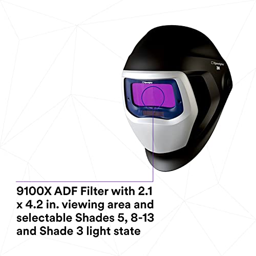 3M Speedglas Welding Helmet 9100 06-0100-20SW, with ADF 9100X, Black Large Lens