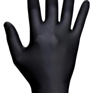 Raven 10 Pack SAS Safety 66517 6 mil Black Nitrile Disposable Gloves 7 Mil - Medium (100 Gloves per Box)