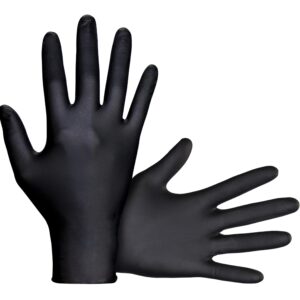 Raven 10 Pack SAS Safety 66517 6 mil Black Nitrile Disposable Gloves 7 Mil - Medium (100 Gloves per Box)