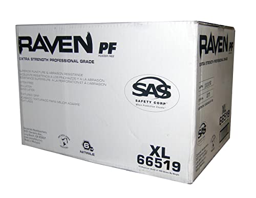 10 Pack SAS Safety 66519 Raven 6 mil Black Nitrile Disposable Gloves - X-Large (100 Gloves per Box)