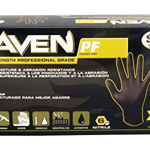 10 Pack SAS Safety 66519 Raven 6 mil Black Nitrile Disposable Gloves - X-Large (100 Gloves per Box)