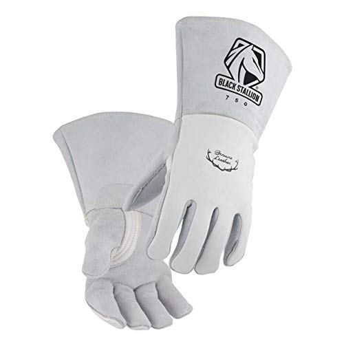 Black Stallion 750 Premium Grain Elkskin Stick Welding Gloves, Large, White