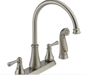 delta faucet 21902lf-ss lewiston two handle kitchen faucet with spray, stainless