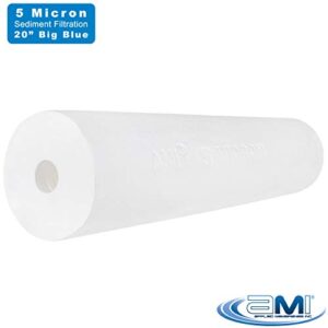 APPLIED MEMBRANES INC. 5 Micron Sediment Filter Replacement | 20" Whole House Sediment Filter | Depth Filter Removes Rust, Dirt, Sand, Silt, and Suspended Solids | H-F20BB05CF