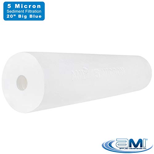 APPLIED MEMBRANES INC. 5 Micron Sediment Filter Replacement | 20" Whole House Sediment Filter | Depth Filter Removes Rust, Dirt, Sand, Silt, and Suspended Solids | H-F20BB05CF