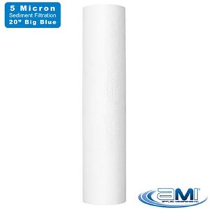 APPLIED MEMBRANES INC. 5 Micron Sediment Filter Replacement | 20" Whole House Sediment Filter | Depth Filter Removes Rust, Dirt, Sand, Silt, and Suspended Solids | H-F20BB05CF